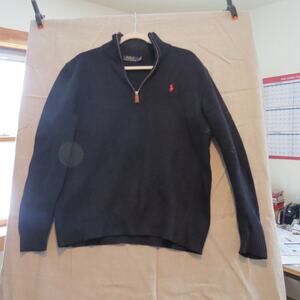 🖤 Polo Ralph Lauren Navy Knit Quarter-Zip Sweater (L)